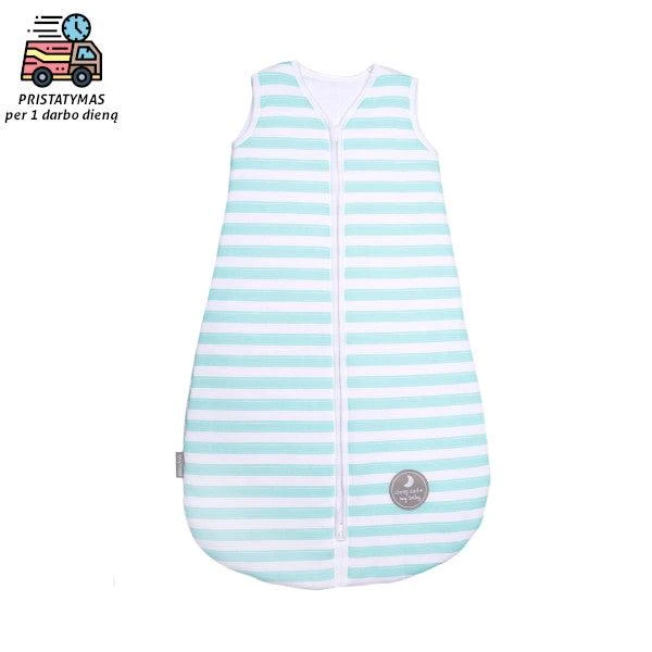Natulino BabyComfort dvisluoksnis kūdikio miegmaišis (mint strypes / baltas spalva)