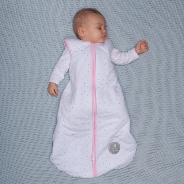 Natulino BabyComfort dvisluoksnis kūdikių miegmaišis (natural baltas little pilkas leaves / pink spalva)