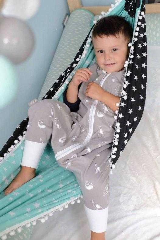 Natulino LITTLE WALKERS dvisluoksnis kūdikio miegmaišis Baltas Pilkas Waves & Mint