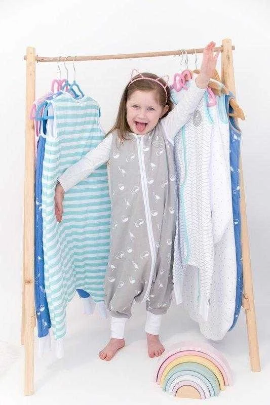 Natulino LITTLE WALKERS trisluoksnis kūdikio miegmaišis Baltas Pilkas Waves & Mint