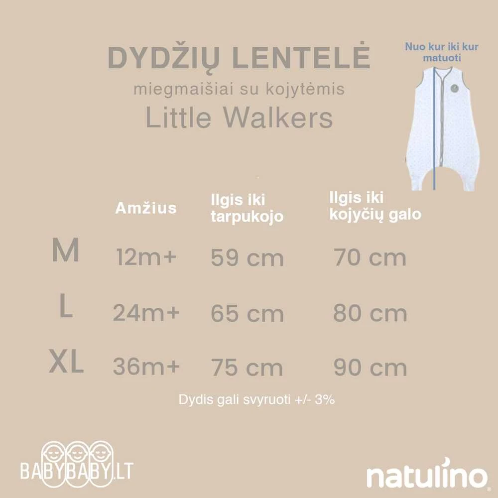 Natulino LITTLE WALKERS trisluoksnis kūdikio miegmaišis Animals Gray & Baltas