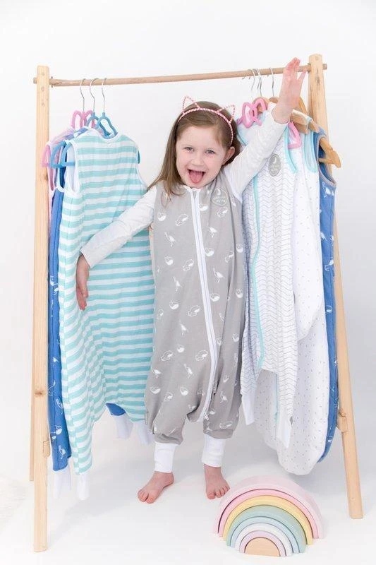 Natulino LITTLE WALKERS trisluoksnis kūdikio miegmaišis Baltas Pilkas Waves & Mint