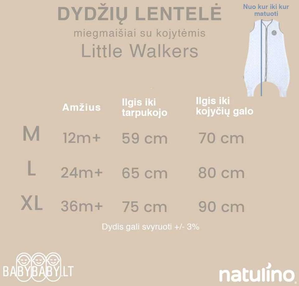Natulino NATURALS LITTLE WALKERS™ viensluoksnis kūdikio miegmaišis celadon (mėtinės spalvos)