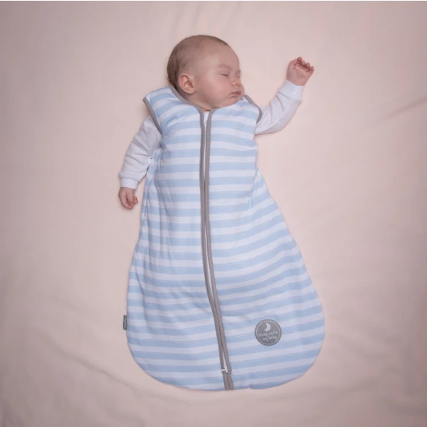 Natulino SuperLite viensluoksnis kūdikio miegmaišis (natural mėlynas stripes/warm pilkas)