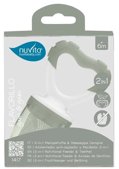 Nuvita Flavorillo 2in1 kieto maisto ir vaisių maitintuvas-kramtukas Sage Žalias