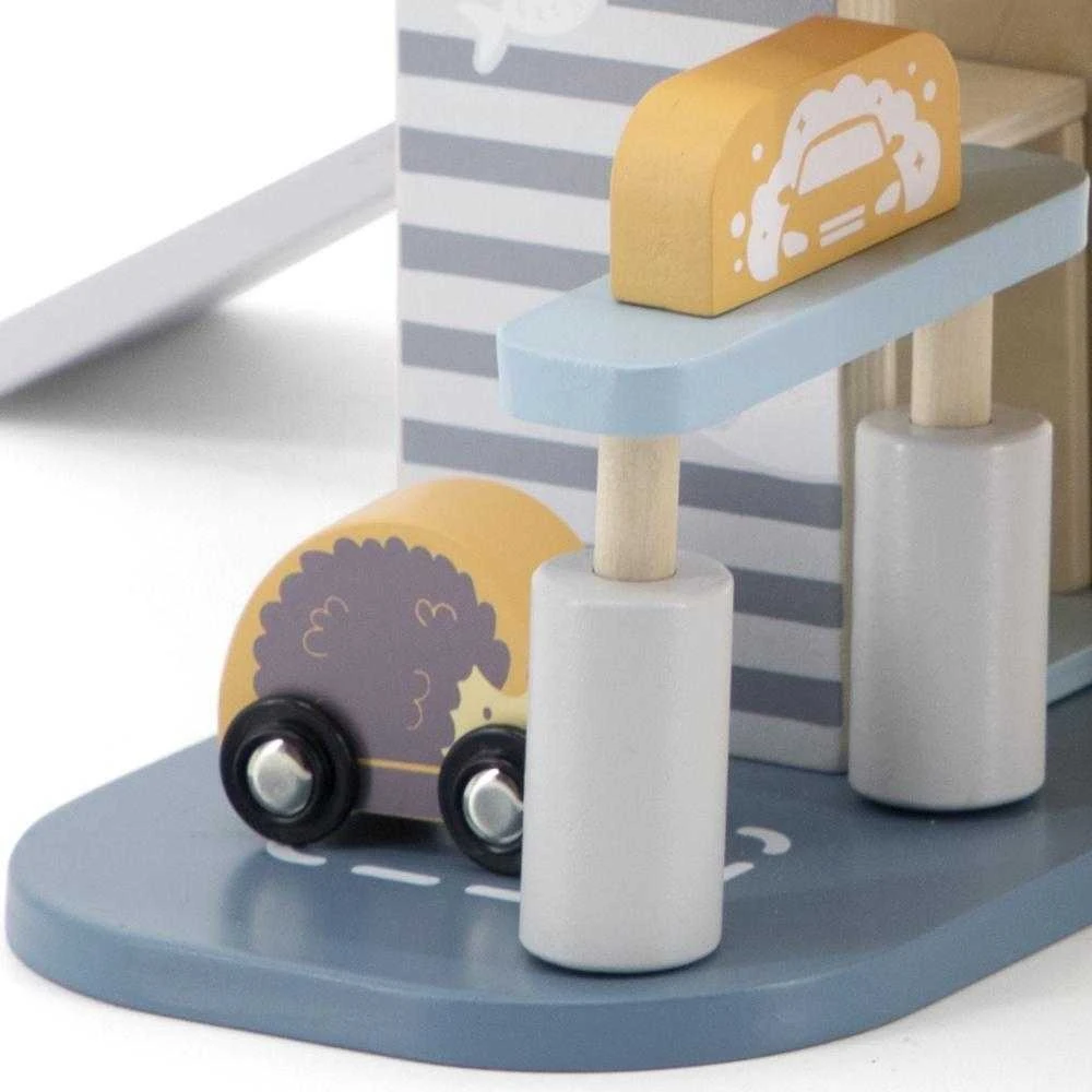 Viga Toys Medinė Garažas su Helikopteriu ir Automobiliais