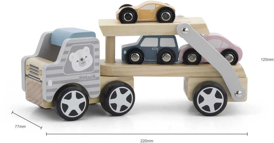 VIGA Medinė automobilių pervežimo priemonė su automobiliukais
