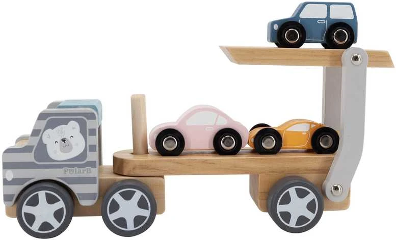 VIGA Medinė automobilių pervežimo priemonė su automobiliukais