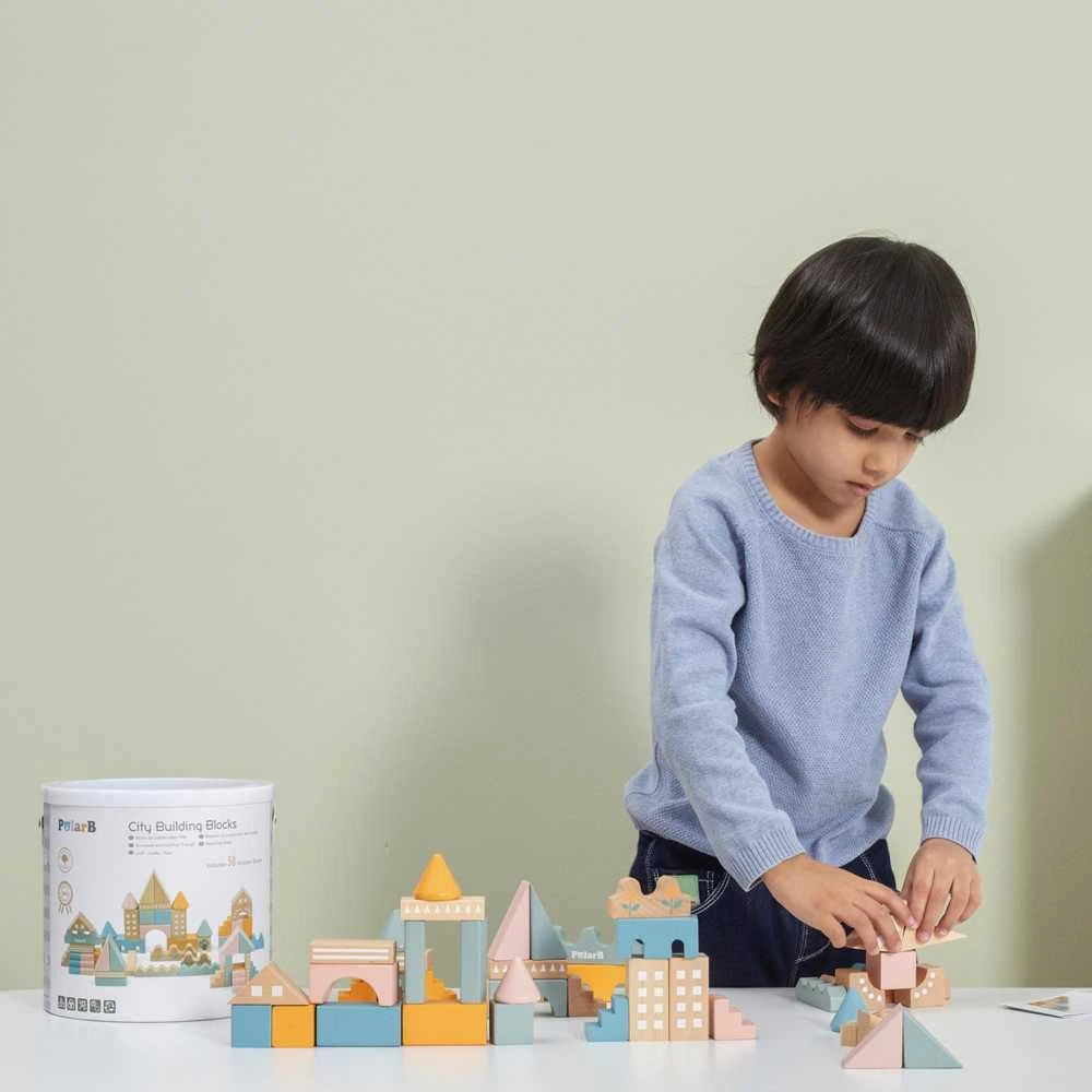 „Viga Polarb“ mediniai blokai Miesto blokai 50 Montessori elementų