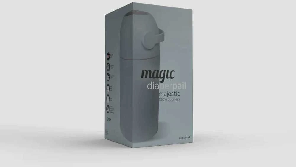 Sauskelnių šiukšliadėžė Magic Majestic, 25 sauskelnėms, juoda + 15 maišelių