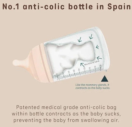 SUAVINEX ZERO ZERO ANTI-COLIC BUTELIUKAS SU LĖTOS SROVĖS ŽINDUKU, 180ML, NUO +0 MĖN., LIGHT