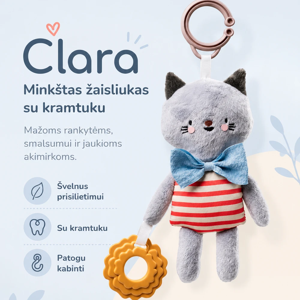 Taf Toys kontrastingas kabantis žaislas su kramtuku Activity Toy Clara