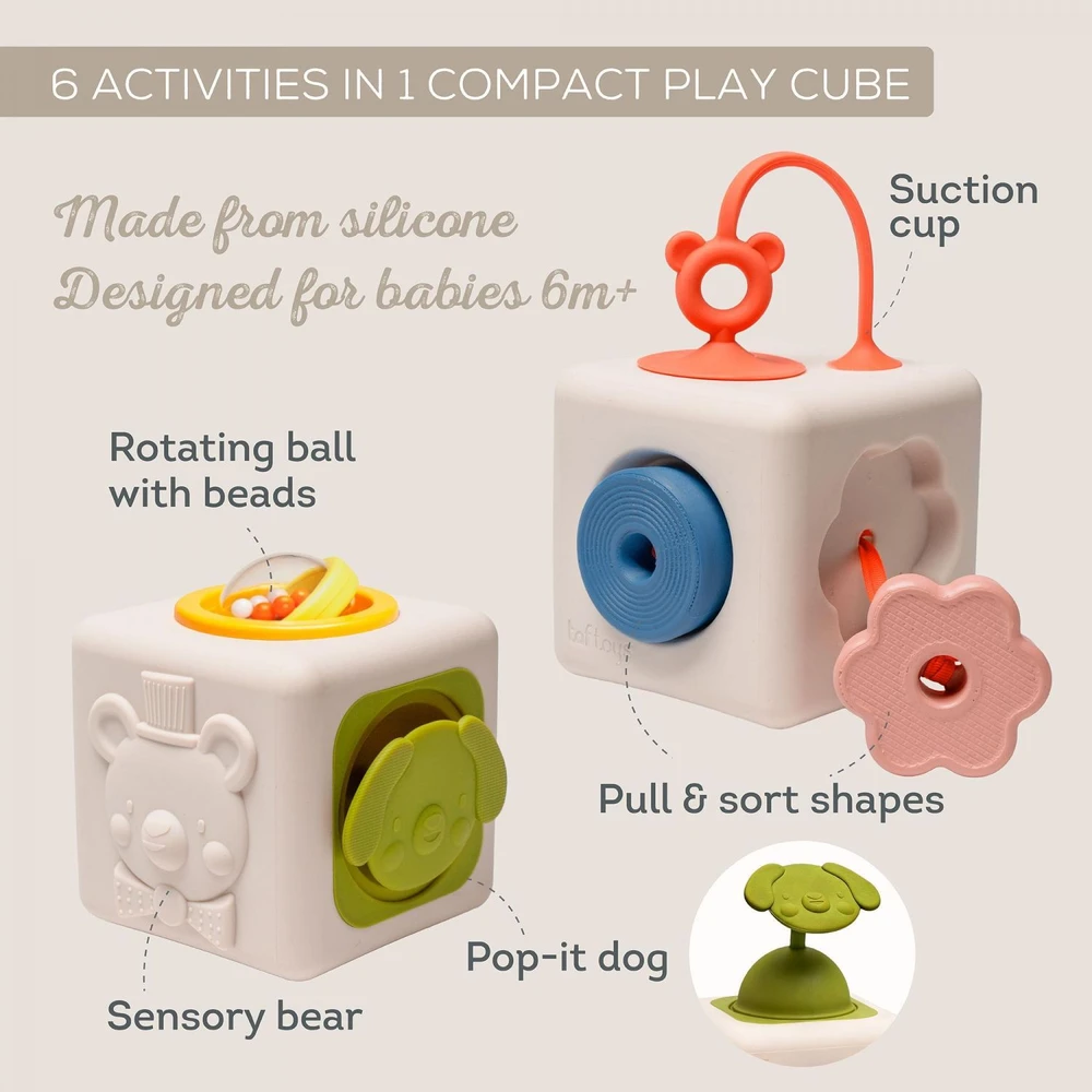 Taf Toys lavinamasis sensorinis žaislas kubas Peek & Play Cube