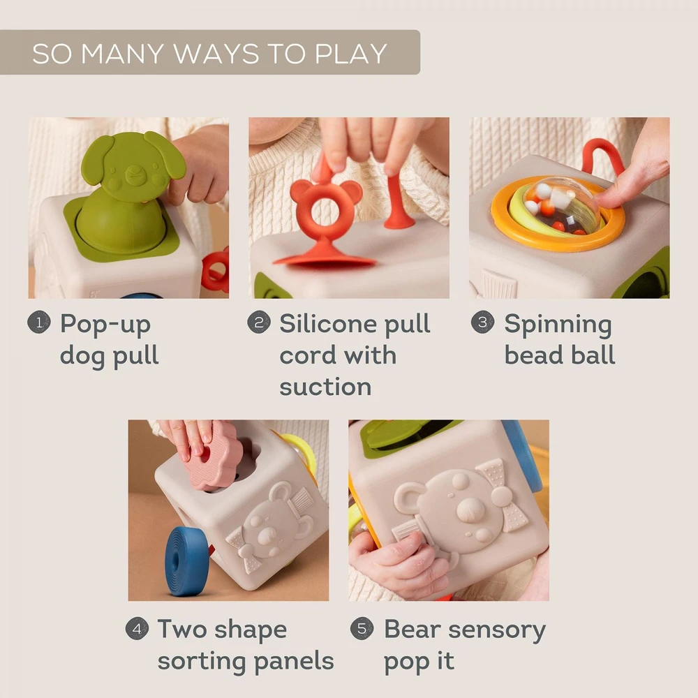 Taf Toys lavinamasis sensorinis žaislas kubas Peek & Play Cube