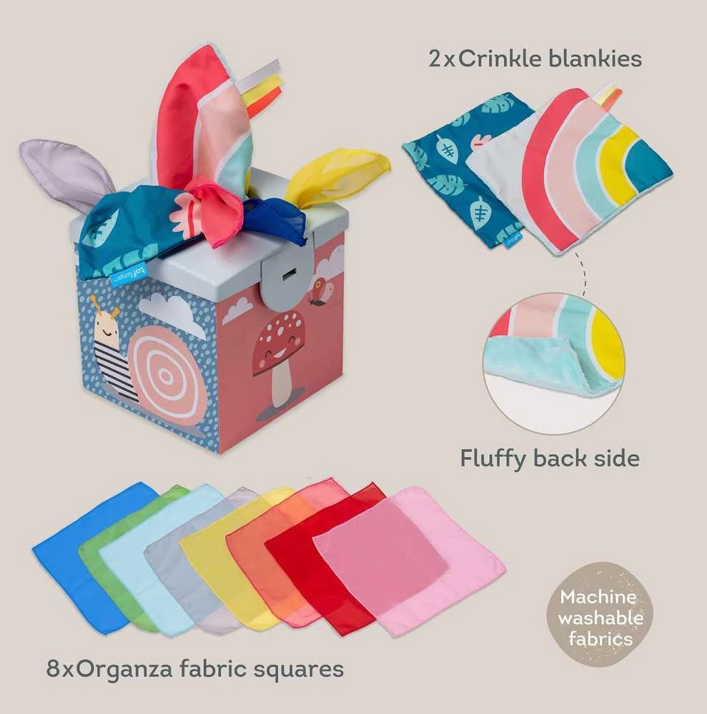 Taf Toys lavinamasis žaislas - jutiminė audinių dėžutė Kimmy Koala Wonder Tissue Box