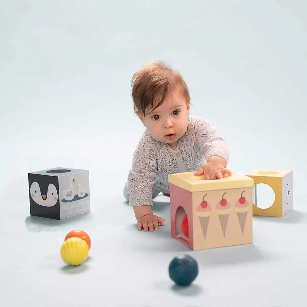 Taf Toys lavinamasis žaislas kubų bokštas North Pole Ball Drop Stacker