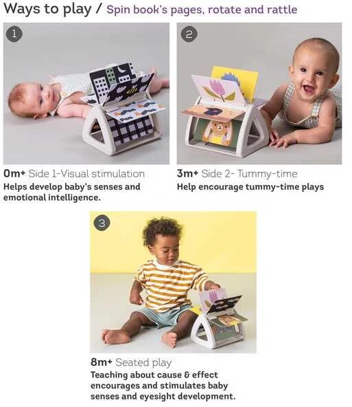 Taf toys lavinamoji besisukanti knygelė Tummy Time Spinning Book