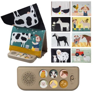 Taf Toys muzikinė lavinamoji knygelė pilvuko laikui Farm Musical Tummy Time Book, 0 mėn.+