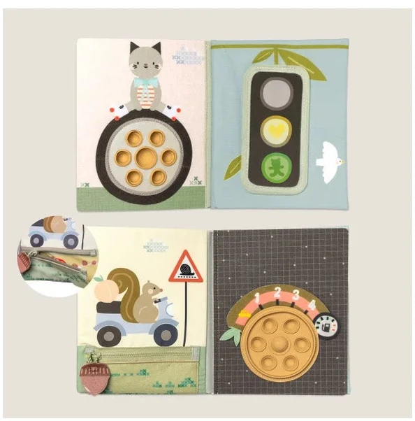 Taf Toys sensorinė užimtumo knygelė Tiny Traveler Busy Book, 18 mėn.+