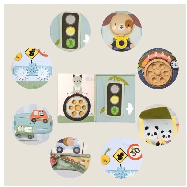 Taf Toys sensorinė užimtumo knygelė Tiny Traveler Busy Book, 18 mėn.+