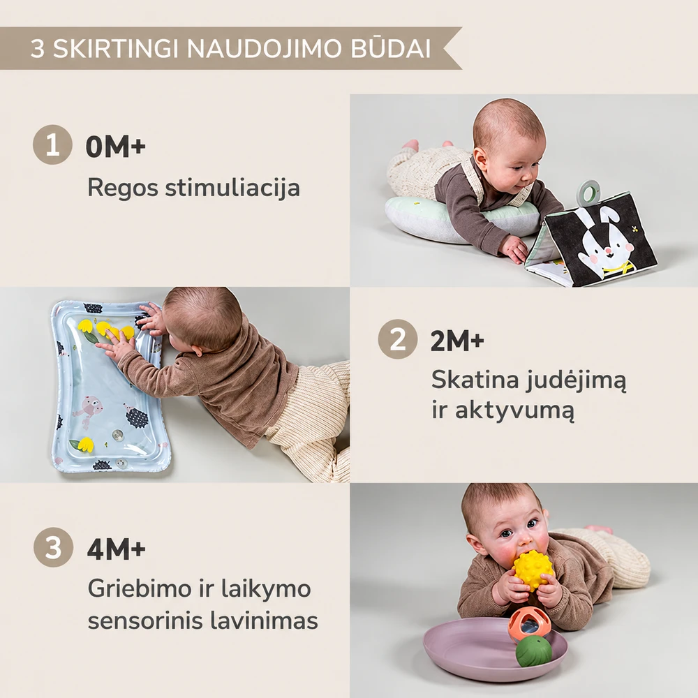 Taf Toys Tummy Time Essentials Kit lavinamasis rinkinys gulėjimui ant pilvuko, 7 dalių