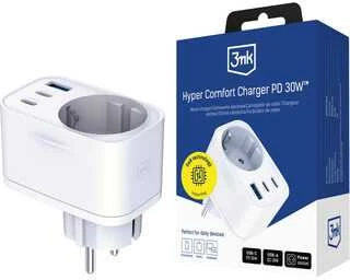3Mk apsaugos priedai - 3mk komfortiškas įkroviklis GaN 30W QC PD PPS 2C1A1S Baltas