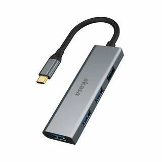 Akasa USB Type C iki 4x USB Type A – sidabrinė