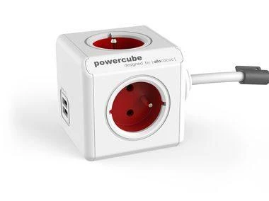 Allocacoc PowerCube Extended USB 1,5 m - raudona