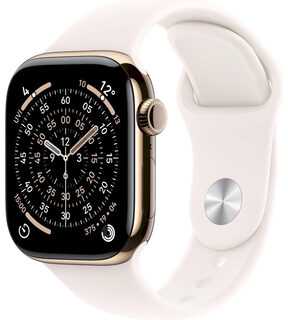 Išmanusis laikrodis Apple Watch 11 GPS + Cellular 42mm Gold Titanium Sport Band S/M Rožinė (MF8W4ZR/A)