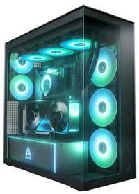 ARCTIC Xtender kompiuterio korpusas, Midi-Tower, E-ATX, RGB, Tempered Glass – includes vertical GPU mount & riser cable, juodos spalvos