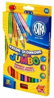 Astra Jumbo vaivorykštės spalvoti pieštukai 12 spalvų (312118002)