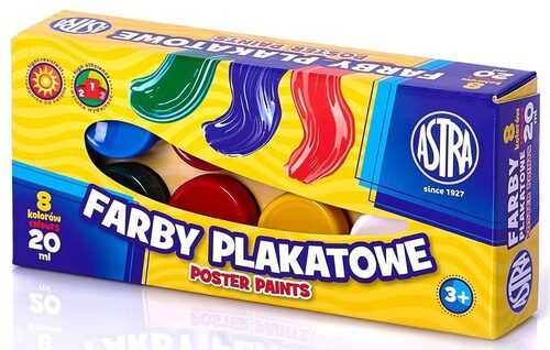 Plakatų dažai 8 spalvos 20 ml ASTRA 83112903