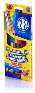 Astra Dvipusiai trikampiai pieštukai 12 spalvų