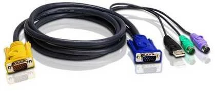 Aten KVM laidas su spalvotomis VGA, USB ir PS/2 jungtimis