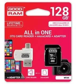 GOODRAM 128GB microSDXC 10 klasės UHS I + adapteris + skaitytuvas