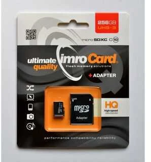 IMRO atminties kortelė Micro SD 256GB 100MB/s class 10 UHS 3 su adapteriu SD
