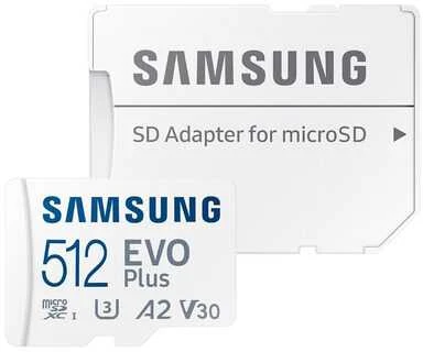 Atminties kortelė Samsung Micro SD Card EVO PLUS 512 GB Micro SDXC Flash atminties klasė 10 SD adapter/Baltos spalvos