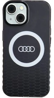 Audi IML Big Logo MagSafe dėklas iPhone 15 / 14 / 13 6.1″ juodos spalvos kietas dėklas AU-IMLMIP15-Q5/D2-BK