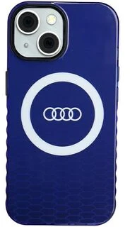 Audi IML Big Logo MagSafe dėklas iPhone 15 / 14 / 13 6.1″ mėlynos spalvos kietas dėklas AU-IMLMIP15-Q5/D