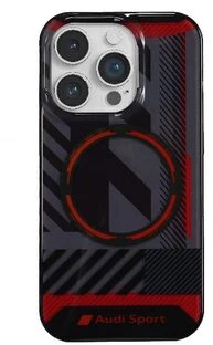 Audi IML Sport MagSafe dėklas iPhone 14 Pro Max 6.7″ juodos spalvos kietas dėklas AU-IMLMIP14PM-RSQ/D2-BK