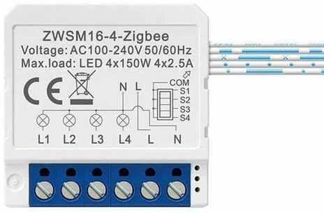 Išmanusis jungiklio modulis ZigBee Avatto ZWSM16-W4 TUYA