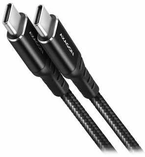 Axagon Data and charging USB 2.0 kabelio ilgis 3 m. 3A. PD 60W, 3A. Juodas braided.