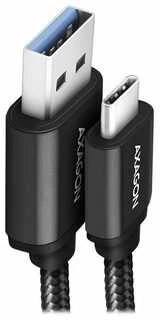 Axagon duomenų ir įkrovimo USB 3.2 Gen 1 kabelis, kurio ilgis 1 m. 3A. Juodas pynė.