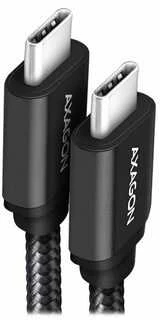 Kabelis AXAGON BUCM3-CM20AB USB-C < > USB-C 3.2 Gen 1/PD 60W/3A/ALU/Juodas pintas/2m