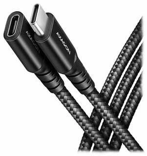 Axagon Extension USB 20Gbps kabelio ilgis 1 m. PD 240W, 5A, 8K HD video. Juodas braided.