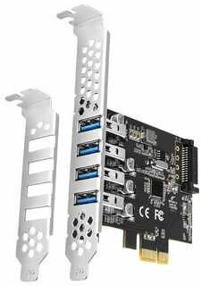 Axagon PCI-Express kortelė su keturiais išoriniais USB 3.2 Gen1 jungtys su dviguba galia. Renesas mikroschemų rinkinys. Standartinis ir žemas profilis.