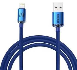 Baseus Crystal Shine USB - Lightning kabelis 2.4A 2m - Mėlynas