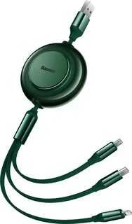 Baseus Bright Mirror 2 USB 3-in-1 kabelis skirtas micro USB - USB-C - Lightning 3.5A 1.1m - Žalias