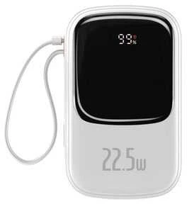 Powerbank Baseus Qpow PRO su laidu, 20000mAh, 22.5W (balta)