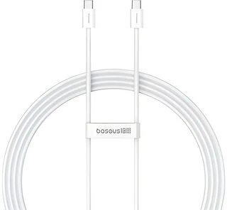 Baseus „Superior Series 2“ greito įkrovimo duomenų kabelis, C tipo į C tipo, 30 W, 1 m, „Moon baltos spalvos“.